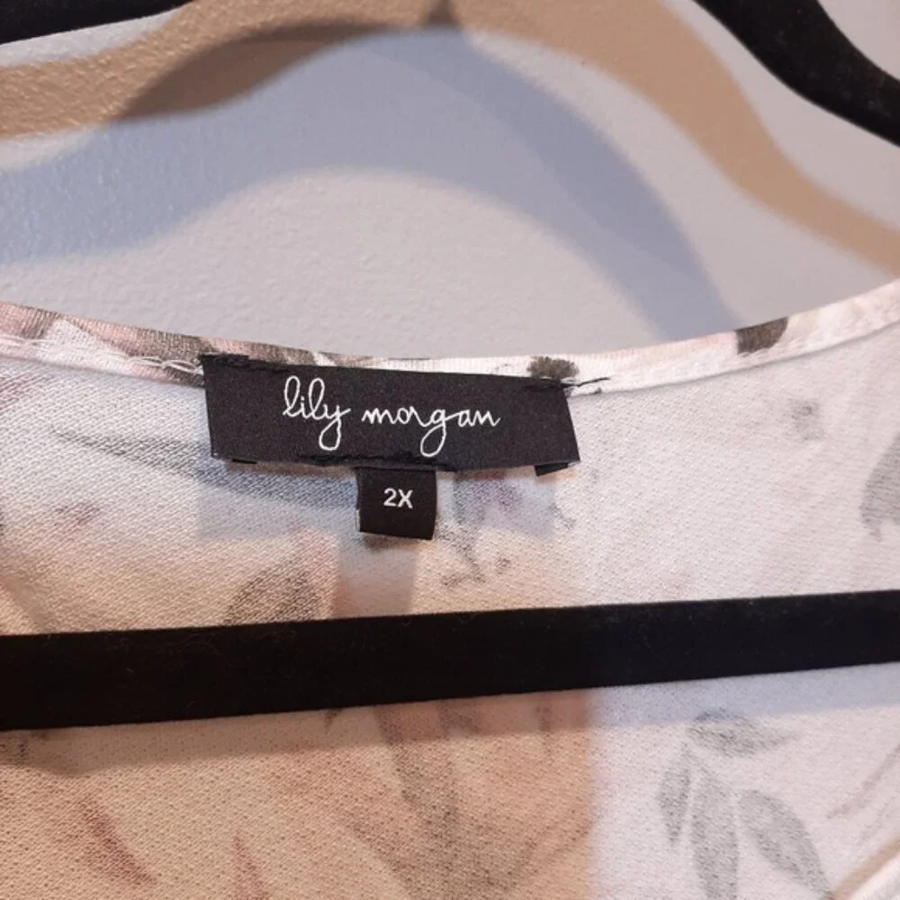 Lily Morgan Floral Long Sleeve Blouse Strappy Crossover Vneck Spring Top - Picture 5 of 10